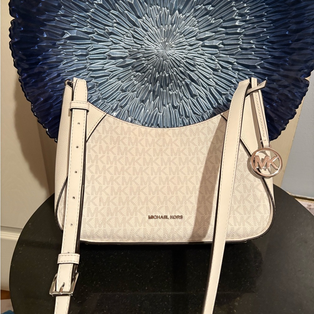 Michael Kors White Signature MK Crossbody Bag